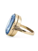 Style vintage Anneau Aigue-marine Or jaune 14 carats vrc113y